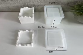 Molde silicona cajita cuadrada con tapa irregular